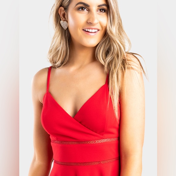 Red Faran Ladder Trim Dress Trixxie by Francesca’s NWT - Picture 4 of 9